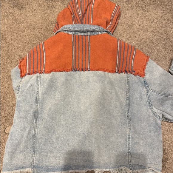 Free People Hooded Baja Jacket Denim and Rust - Picture 5 of 5